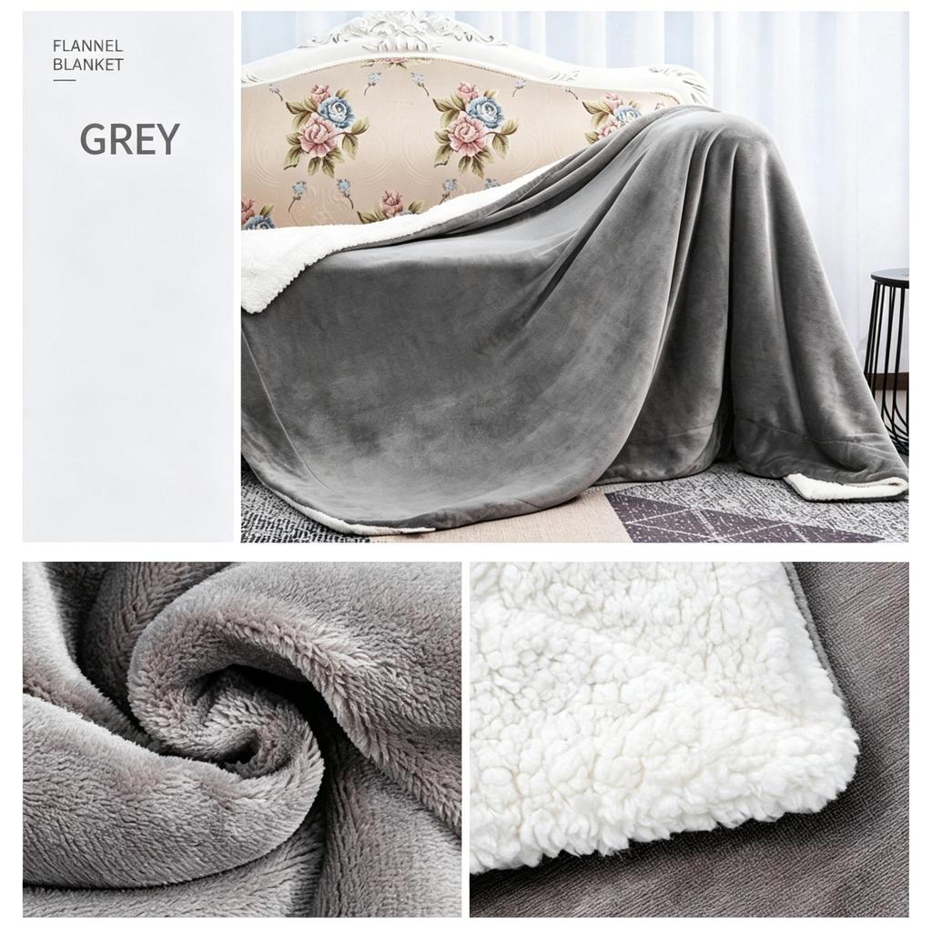 Doppellagige Flanell-Sherpa-Kuscheldecke, Dicke Warme Einfarbige Decke, Ganzjahres-Sofabettbezug für Zuhause