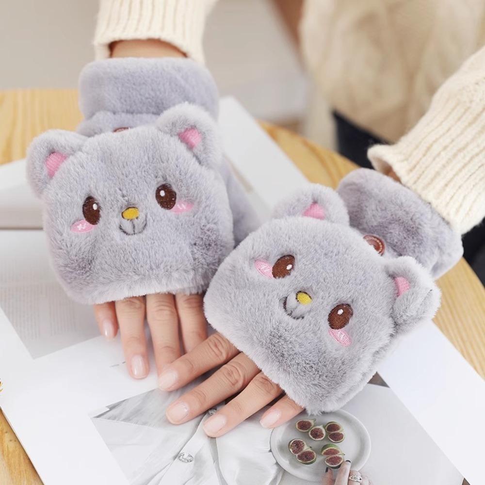 Fashion Plush Rabbit Fur Mittens Soft Winter Warm Warm Thick Gloves Comfortable Cute Plush Gloves Women