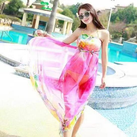 Women's Lightweight Silk Scarf - Spring/Fall Sun Protection, Extra Large Beach Towel & Dance Wrap