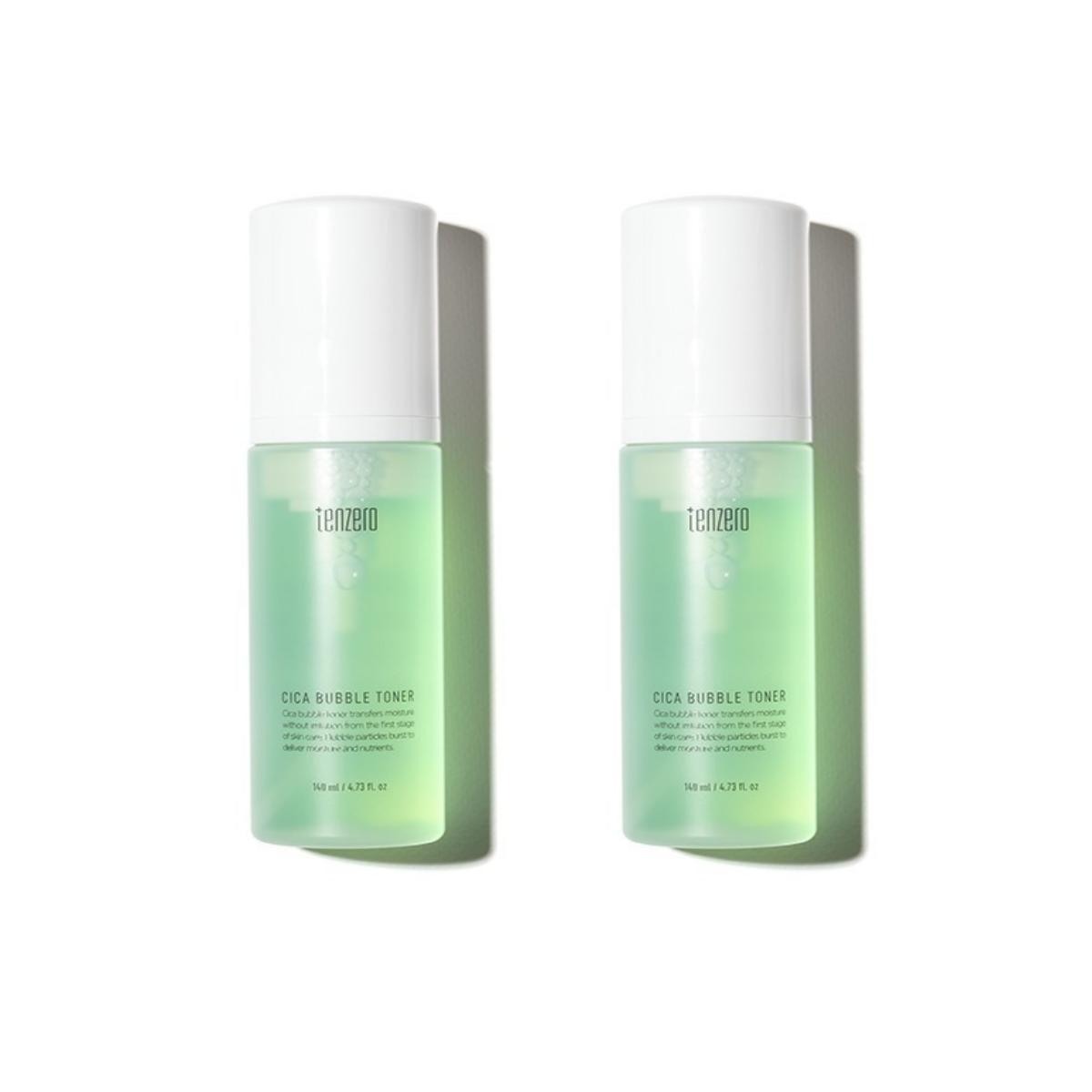 Tenzero Cica Bubble Toner Soothing & Calming Centella Asiatica Relief Facial Treatment 140ml (Pack of 2)