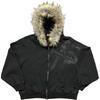Herren Übergroßes Kapuzen-Reißverschluss-Sweatshirt Mit Aufgedrucktem Design Kunstfellbesatz Streetwear Winterjacke