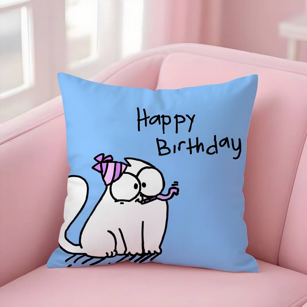 GORĄCY-Kreskówkowy S-Simons-Cat Poszewka na Poduszkę Pluszowa Tkanina Miękka Dwustronny Nadruk Sofa Ciepła Zima Dom Prezent Poszewka na Poduszkę