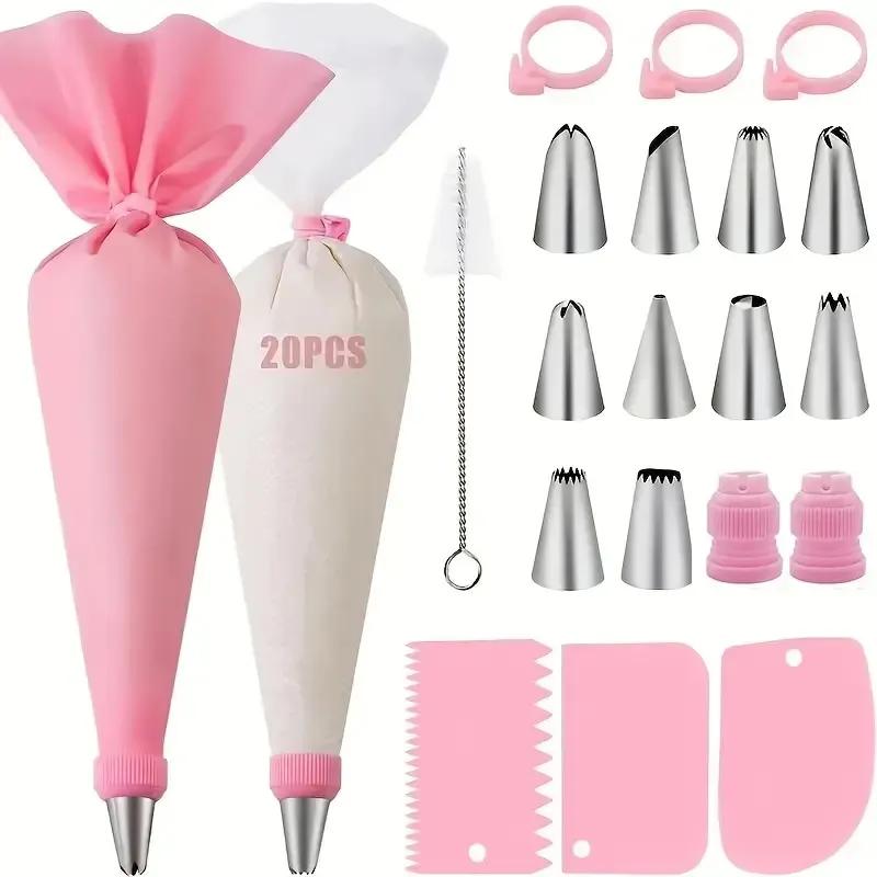 Silicone Piping Bags and Tips Set Cake DIY Decorating Kit with Stainless Steel Pasting Mouth Set Cream Pasting Bag Baking Set Baking Tool Lyp016