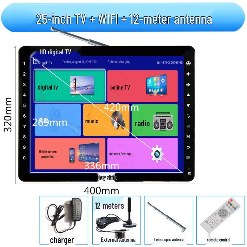 Compact Wireless Digital TV with WiFi and Terrestrial Signal for Seniors - Perfect for Watching Shows, Singing, and Square Dancing