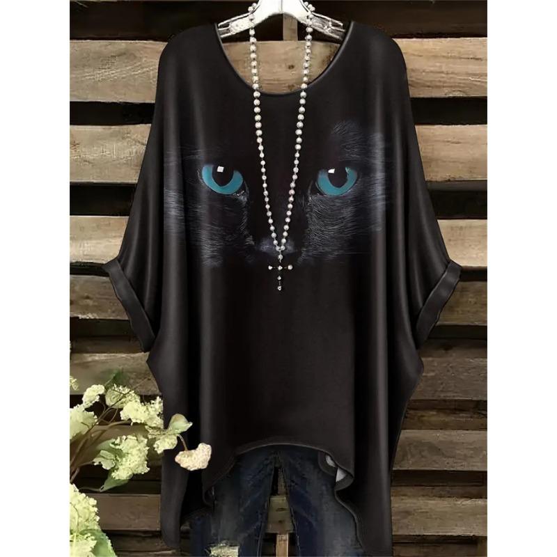 Übergröße, Damen Plus Size Lässiges Kurzarm-T-Shirt - Lila Blumenmuster, Dehnbares Polyester, Rundhalsausschnitt, Maschinenwaschbar, Ganzjahreskomfort