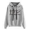 Streetwear Hoodie Heart Print Letters Spring Autumn Pure Color All Match Sweatshirt for Daily Wear