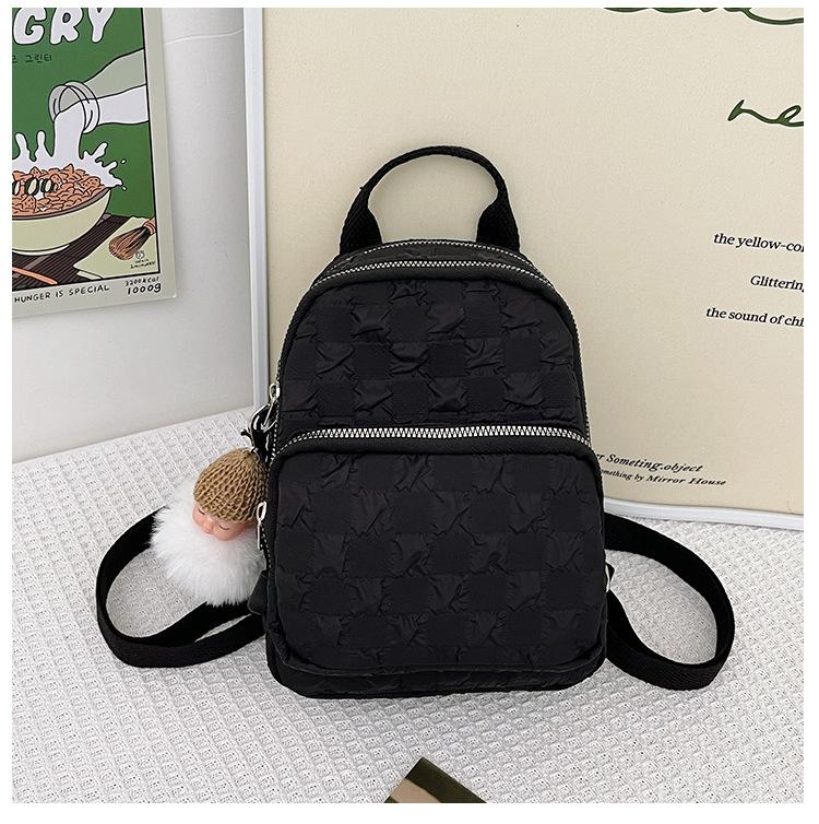 

Плед рюкзак дівчата 2024 новий модний студентський простий милий шкільний рюкзак універсальний маленький рюкзак для подорожей чорний