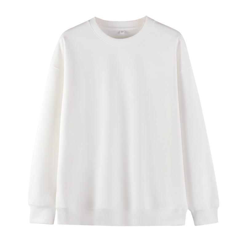 Sweatshirt unisexe en molleton de coton 320g - Léger, Coupe ample, Couleur unie, Manches longues, Col rond pour l'automne/hiver.