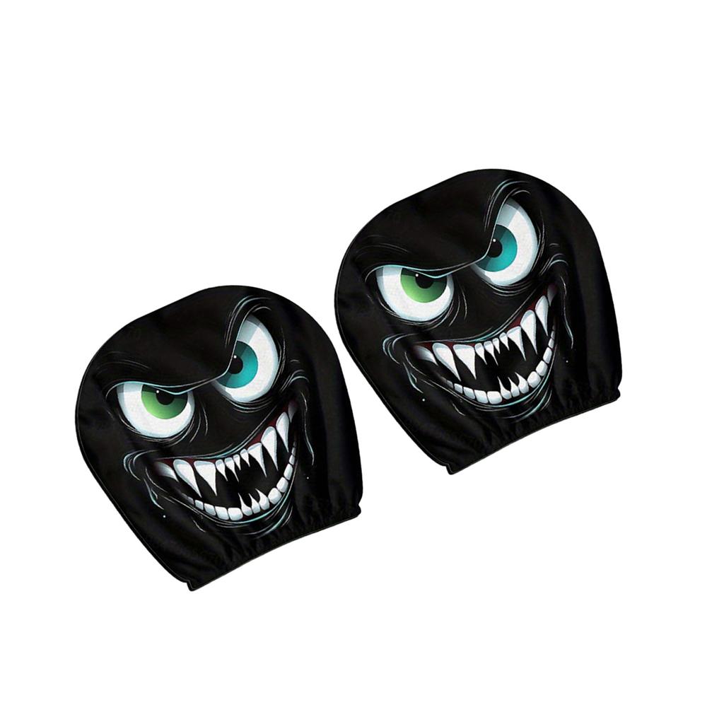 Funny Evil Eyes Design Car Headrest Covers Breathable Polyester Seat Headrest Protectors for Daily Commute & Road