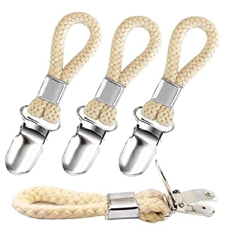 4Pcs Braided Cotton Loop Towel Clips Clothes Pegs Kitchen Bathroom Kitchen Towel