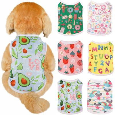 Gilet d'été imprimé pour animaux de compagnie, vêtements respirants pour petits chiens, Chihuahua, Costumes pour chiots Yorkies, T-shirts pour animaux de compagnie et chats