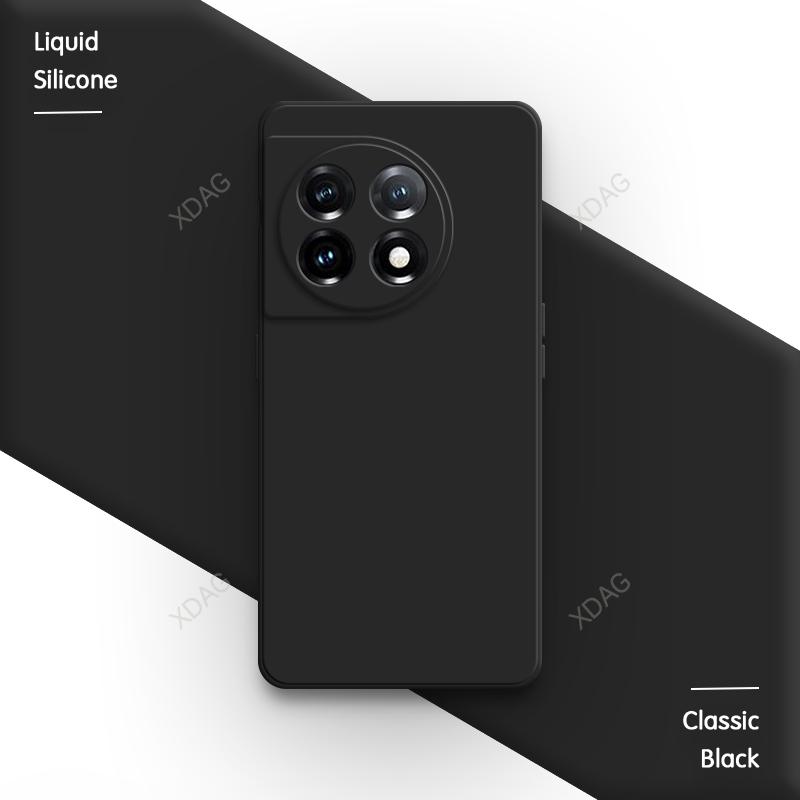 Candy Color Phone Case for OnePlus 11 11R 5G Soft Square Liquid Silicone Straight Edge Internal Flocking High Qualtiy Back Cover