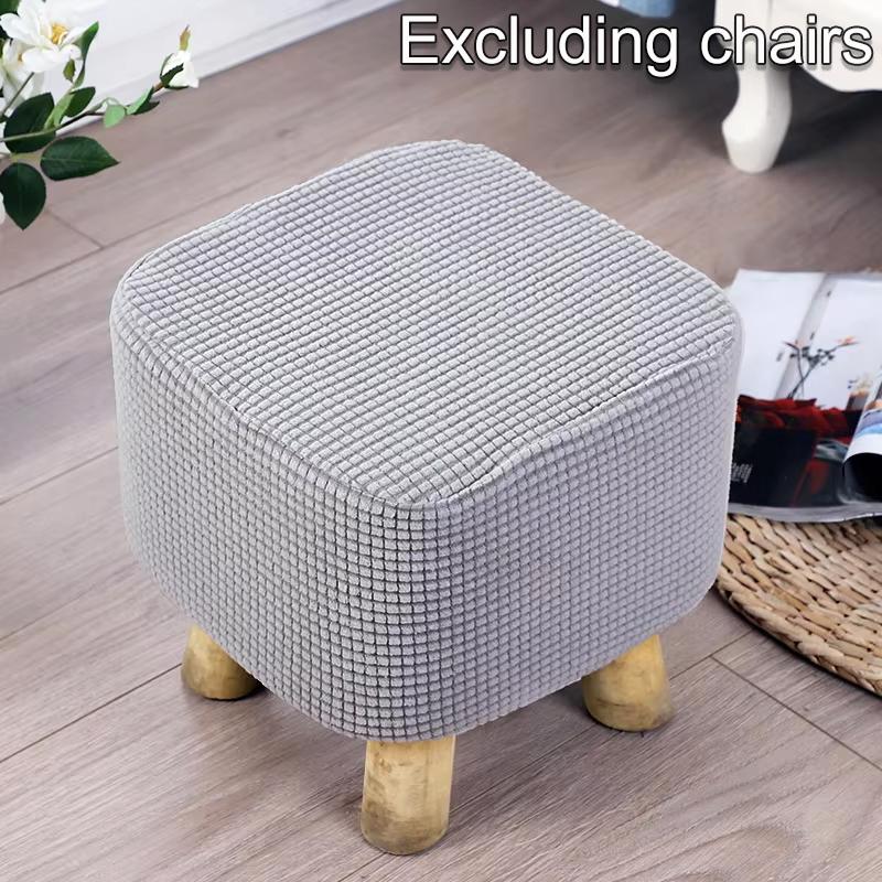 Footstool Slipcovers Home Decor Footrest Cover Washable Stretchable Anti-dust Waffle-Knit Square Round Stool Cover