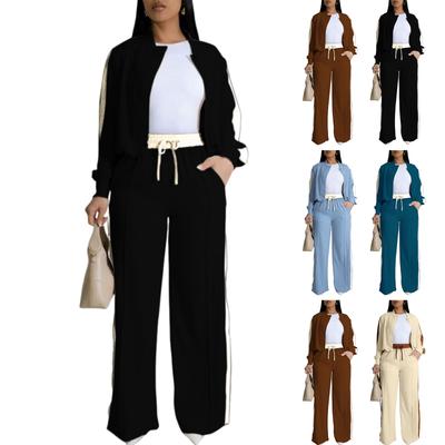 Damen Lässige Mode Sport Farbe Block Locker Langarm Anzug