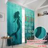 2pcs 2D Flat Printing Party Window Curtains Mermaid Ocean Mind Soul Polyester Without Electricity All Season Party & Holiday