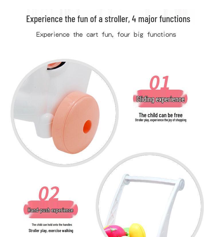 Large Kids' Grocery Cart with Fruit & Vegetable Play Set for Playhouse