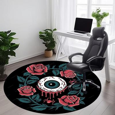 1pc Eyeball Roses Carpet, Round Non Slip Durable Large Size Office Carpet, Suitable for Office