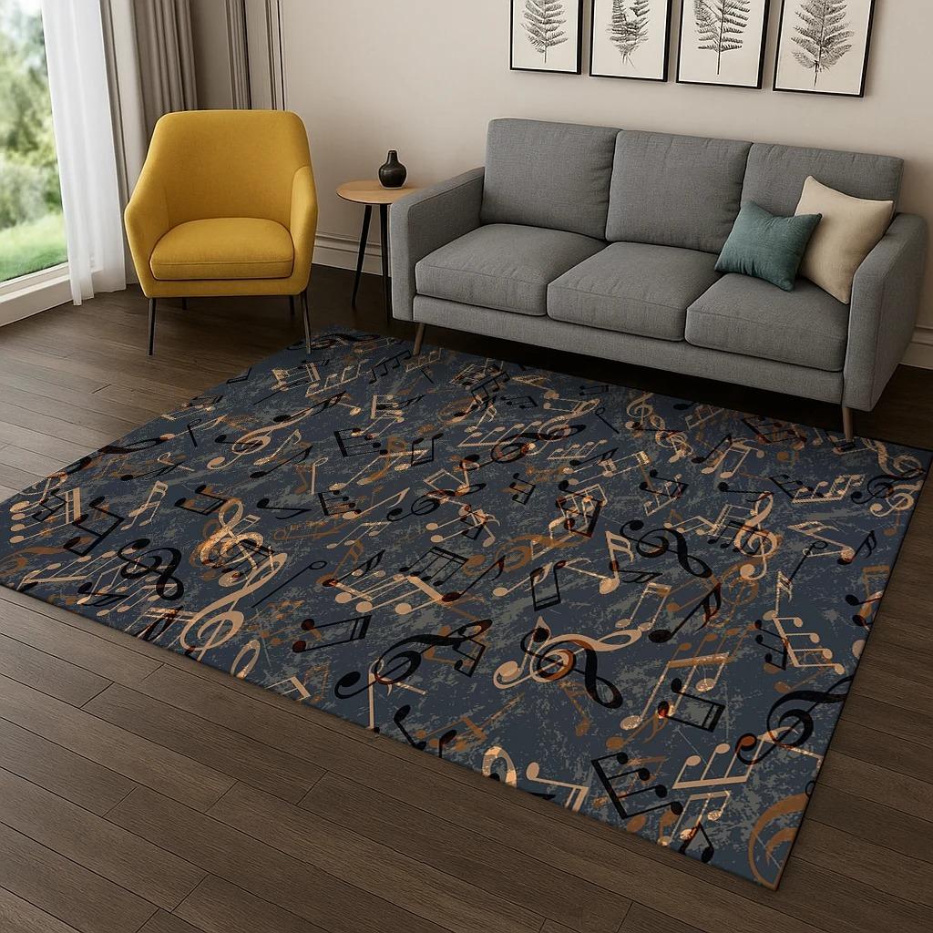 Music Note Art Carpet Rug Floor Mat for Living Room Sofa Home Bedroom Doormat Kitchen Decor Living Room Decoration Bedroom Rugs
