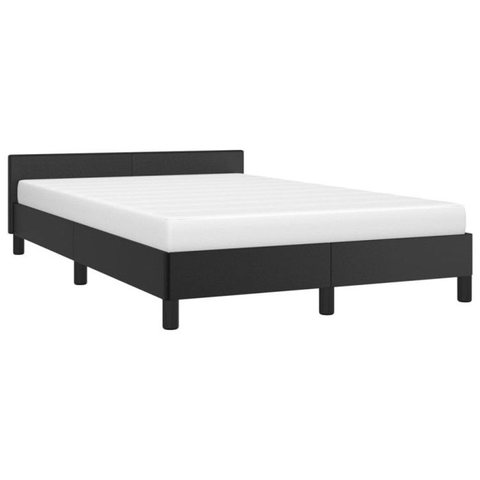 VidaXL Bed Frames with Headboard, Upholstered Bed with Slat Base, Double Bed with Footboard, Adult Bed, Modern, Black 379541