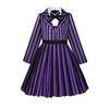 Mittwoch Addams Kostüm Lila Outfit Gestreifte Schuluniform Halloween Cosplay Kostüm für Kinder Erwachsene