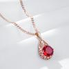 Shiny Red Natural Zircon Pendant Necklace Women Fashion  Rose Gold Color Party Accessories Daily Fine Vintage Jewelry