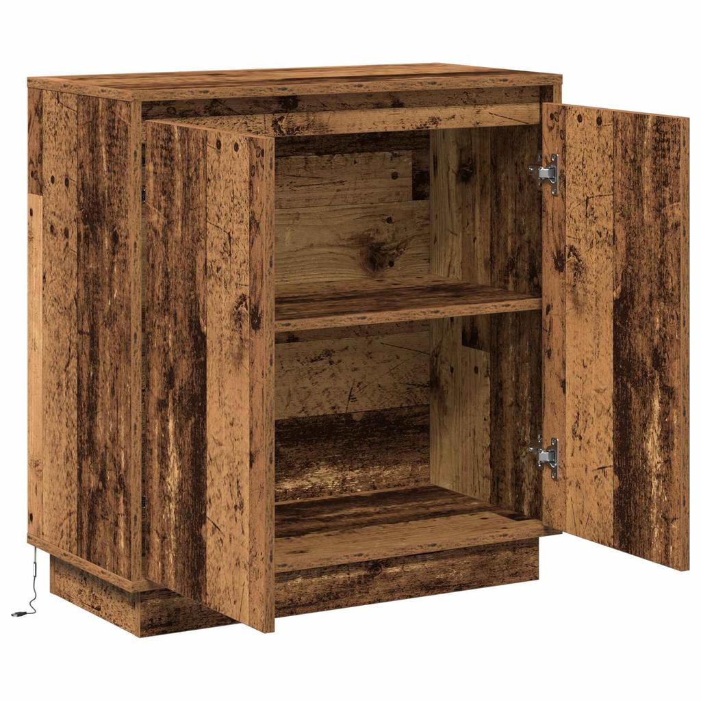 LED Sideboard for Reclaimed Wood 71 X 34.5 X 75 Cm Wood Based Material