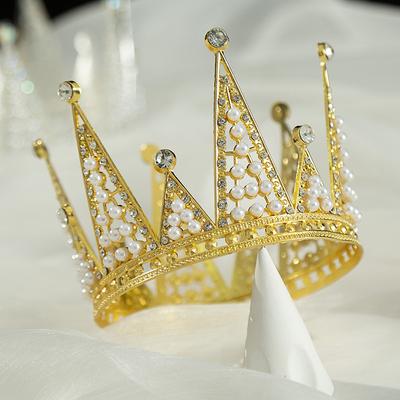 Baroque Crown Queen Round Crown Children Adult Tiara Bridal Ornaments Birthday Cake Decoration