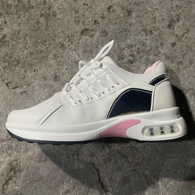 Fritidsskor, Sportskor, Damskor med kilklack i flygvävt material, Rund tå, Snörning, Nätandas Damskor