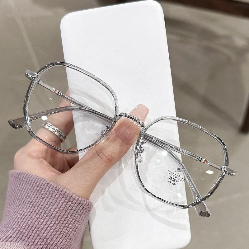 White Transparent Tea Ultra-Light Glasses Myopic Women Can Be Equipped With Degree Lenses Plain Face Versatile Big Face Thin Eye Frame