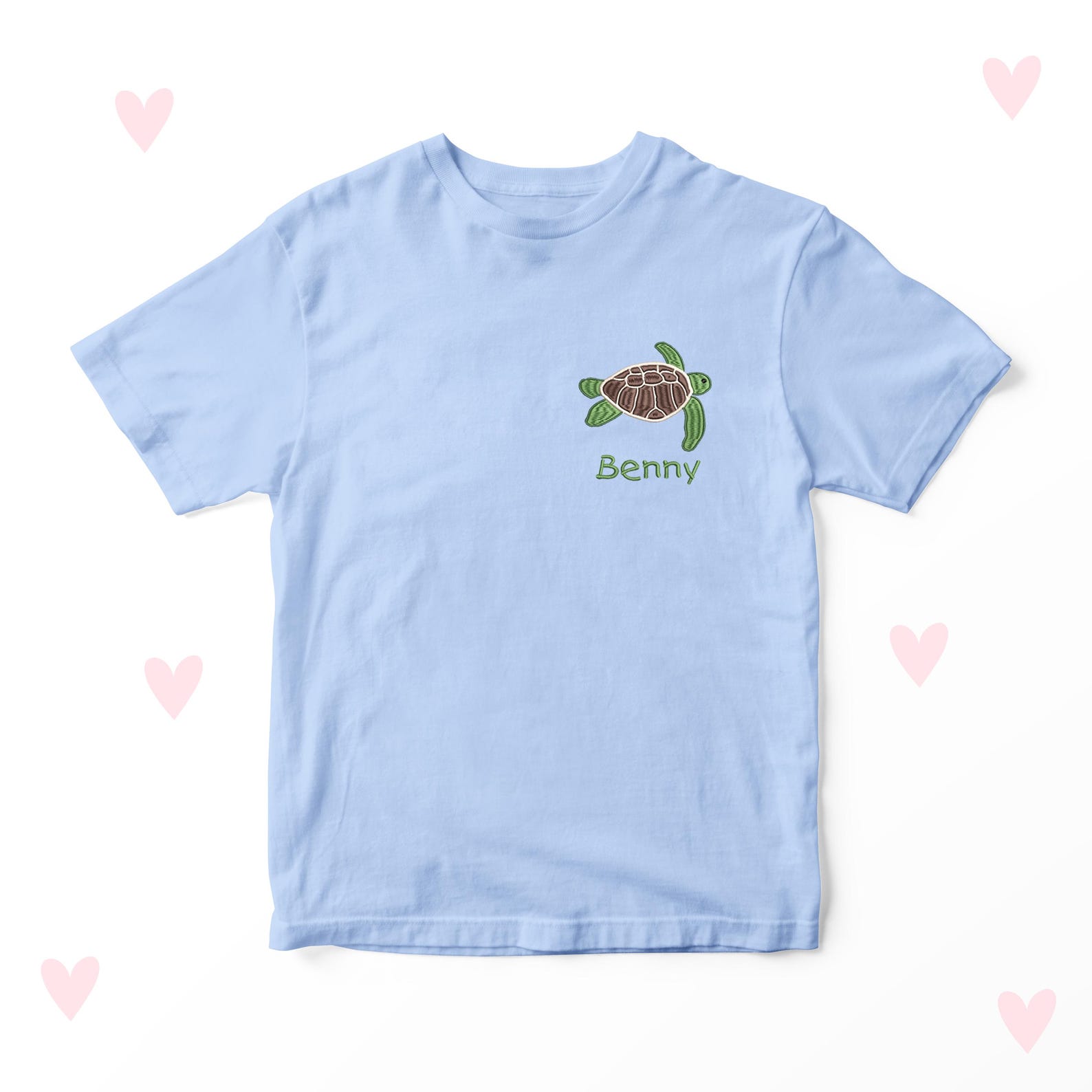 Embroidered Sea Turtle Kids T-Shirt, Personalised Cotton Clothing 150