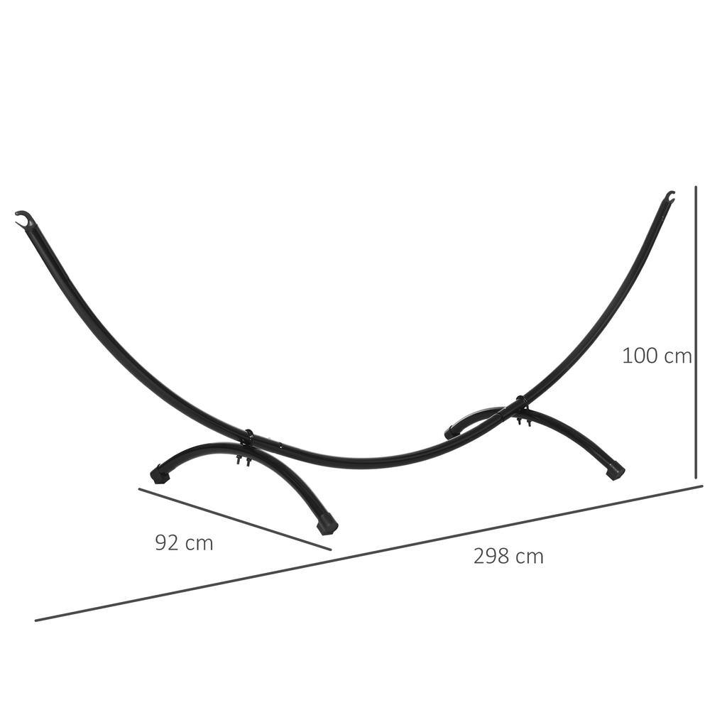 Outdoor Steel Hammock Stand, 300x90x100 cm, up to 120 kg, for Garden, Beach, Camping, Black
