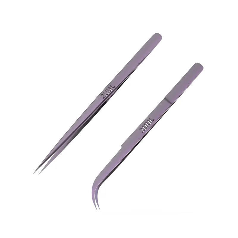 2UUL Ti21 Ultra-Precision Purple Titanium Tweezers: Super Sharp, Super Hard, Fly-Wire, Straight & Curved Tips