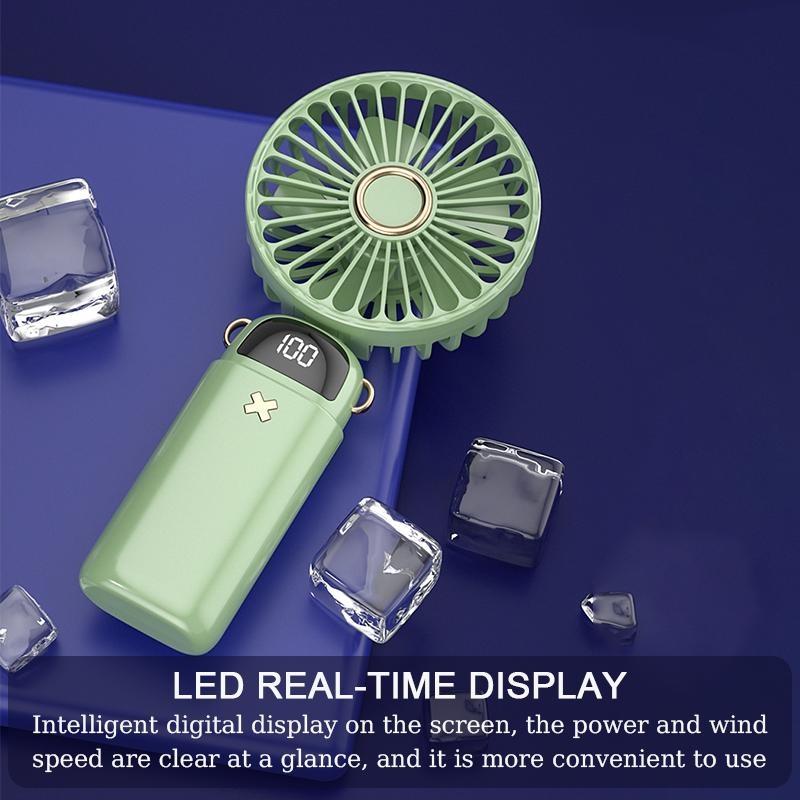 1PCS Mini Portable Fan With Smart LED Digital Display 5 Speed Adjustable Rechargeable Handheld Fan Mini Fan