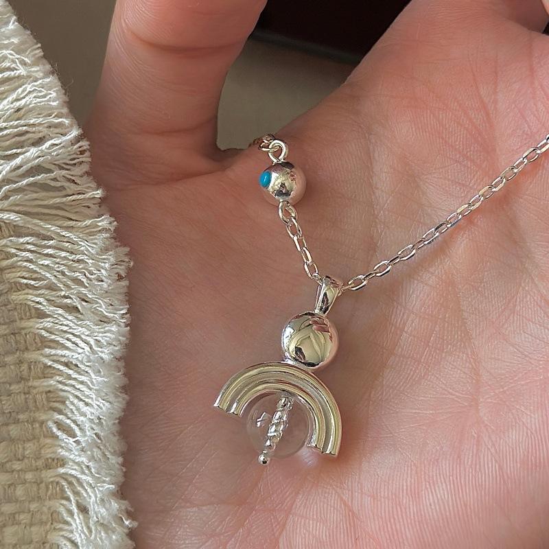 S925 Sterling Silver Niche Design Sense Retro Crystal Necklace Korean Style Blogger Collarbone Chain