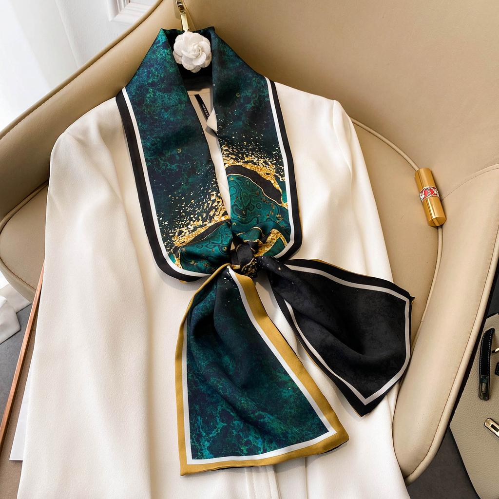 Eșarfe de mătase de înaltă calitate, de lux, bentiță, eșarfe pentru gât, pentru femei, eșarfă de mătase cu lanț, șal decorativ pentru femei