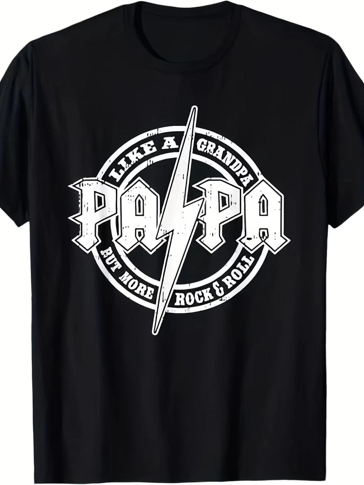 Men s Funny Papa Like A Grandpa Graphic T-Shirt - Retro Rocker Dad Design with S