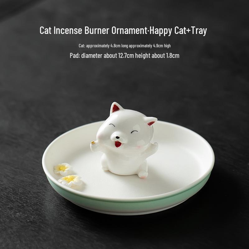 Cute Ceramic Puppy Incense Holder: Sandalwood Incense Burner & Tea Ceremony Ornament for Home Decor