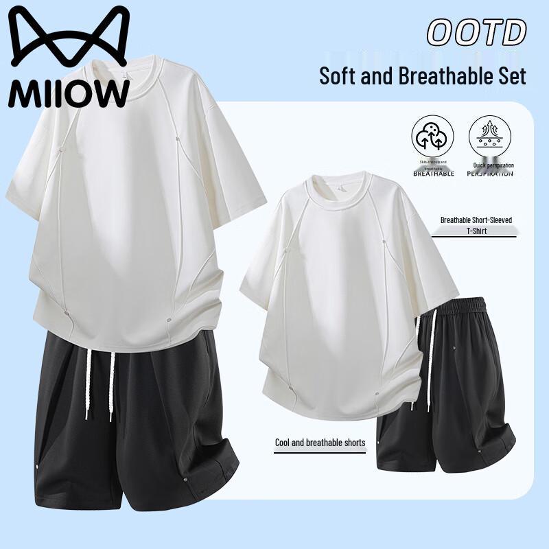 MiiOW Men s Breathable Summer T-shirt & Shorts Set M