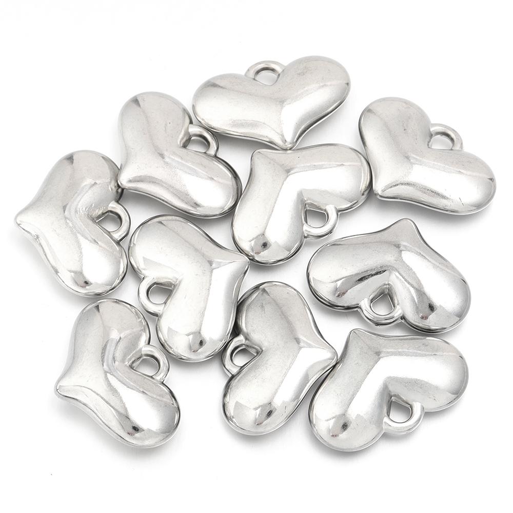 20pcs/lot CCB Heart Charms Rhodium Color Spacer Pendant Beads For DIY Jewelry Making Handmade Bracelets Earrings Accessories