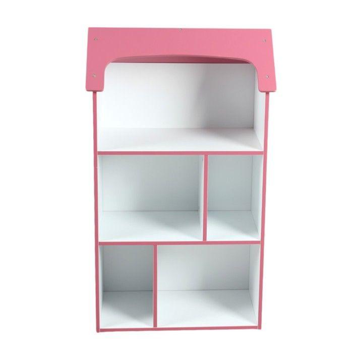 GINGER HOME SUPER GIRL Kids Shelf – House-shaped Wooden Storage Furniture, Pink, 91.5 Cm – Toy Bookshelf