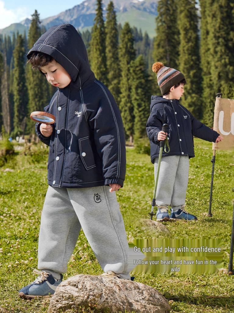 European Boys' Waterproof Padded Winter Jacket with Fleece Lining - Trendy 2025 Children's Outerwear for Toddlers