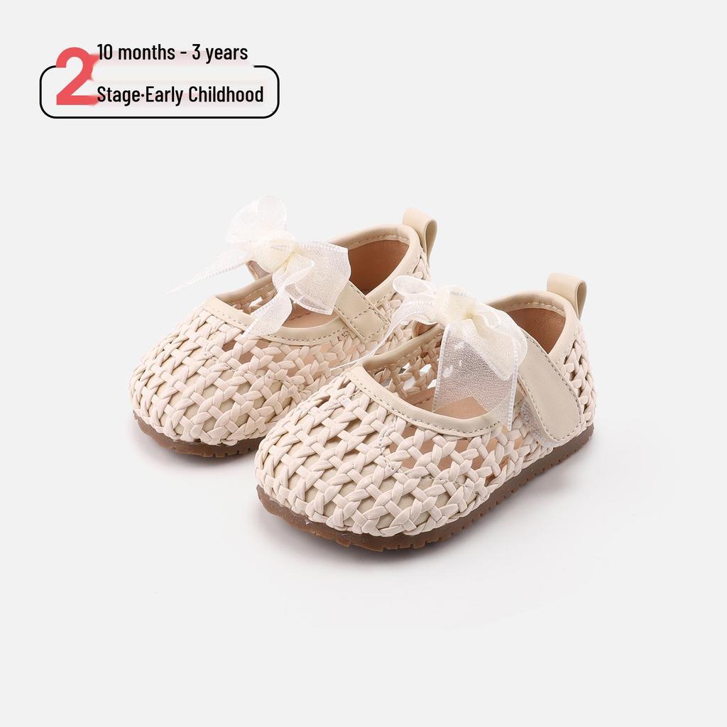 Spring Lace Bow Non-Slip Soft Bottom Baby Shoes - Girls' Princess Style Leather