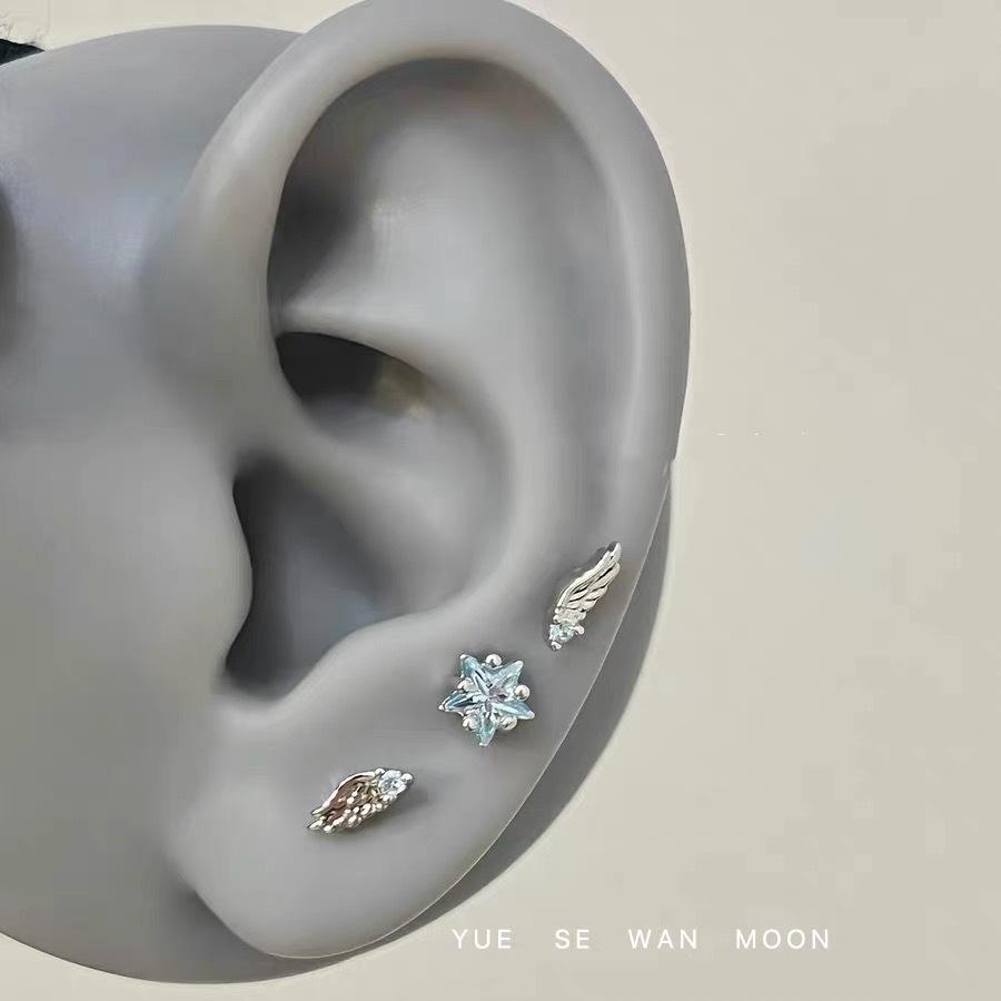 Maldives Blue Ice Shard Mini Wing Ear Studs: Exquisite and Versatile Earrings.