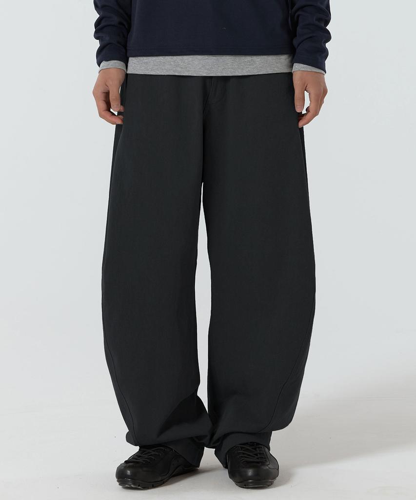 JUAN HOMME Refined Cotton Curved Pants (Charcoal)