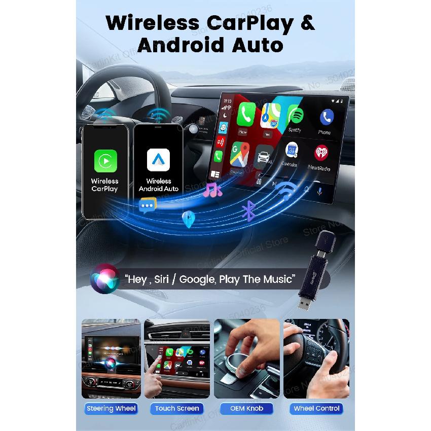 Mini 5 Pro CarlinKit 5.0 Wireless CarPlay Dongle Wireless Android Auto Adapter AI Smart Box Car Intelligent Systems For OEM Car