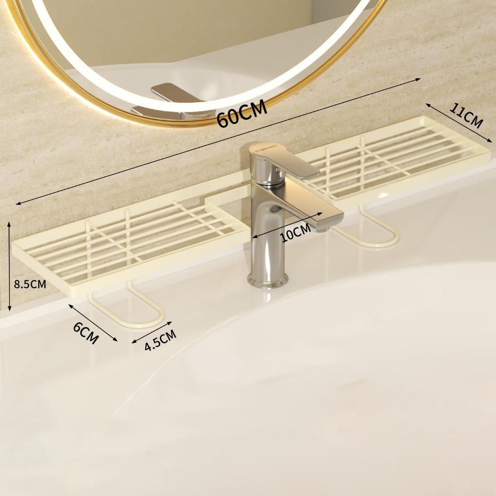 50/60cm Bathroom Counter Shelf Draining Heavy Duty Bathroom Vanity Shelf Anti Slip Hollow Out Sink Storage Rack