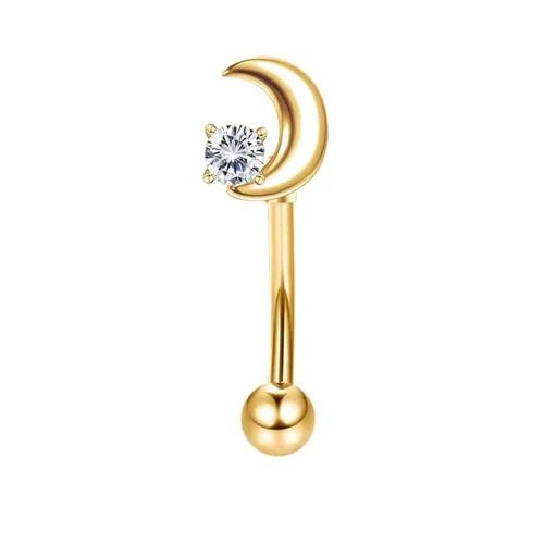 Bobisty Eyebrow Tragus Studs Stainless Steel Curved Barbell Dangle CZ Belly Lip Cartilage Daith Surface Piercing Jewelry