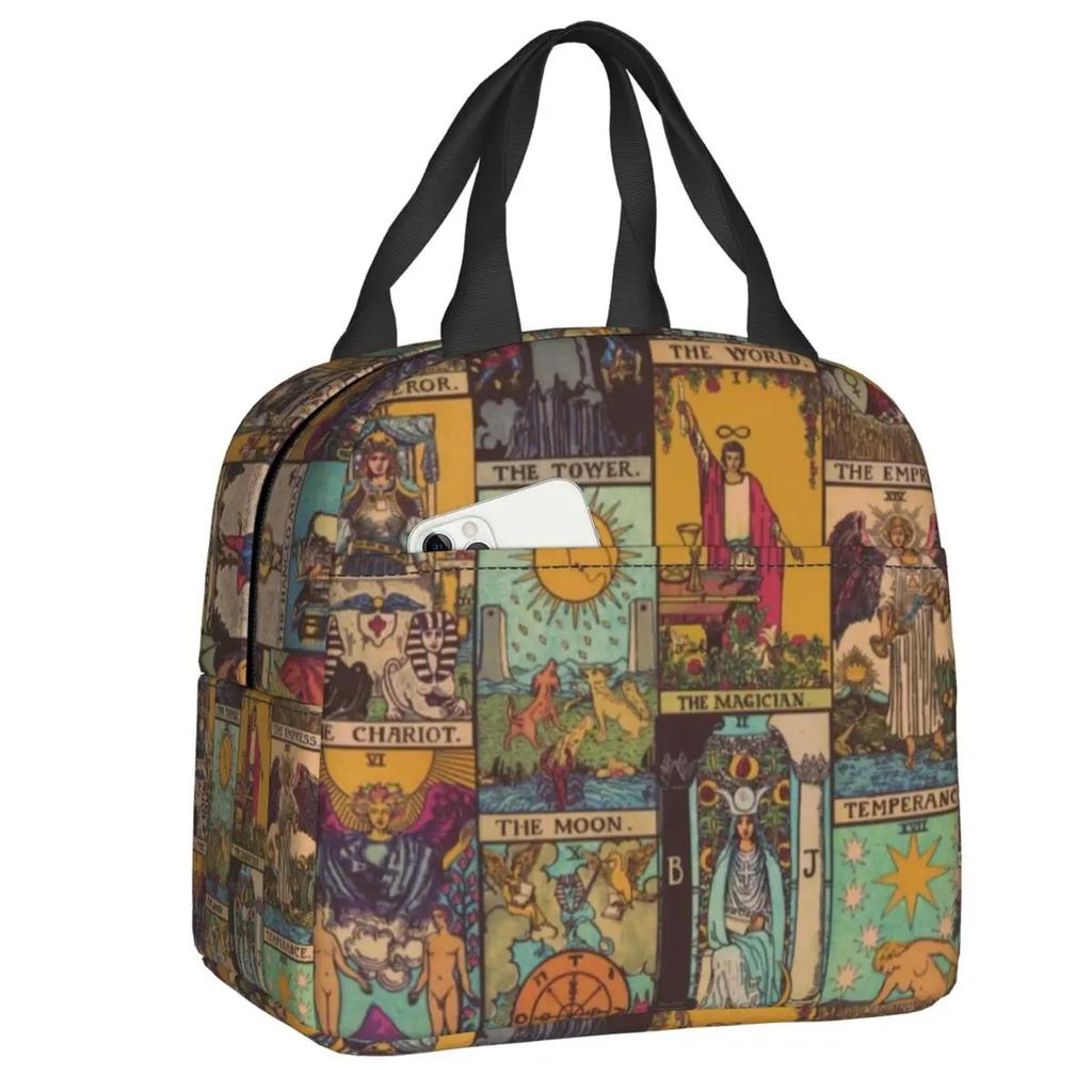 Herb  Insulated Lunch Tote Bag for Women Halloween Witchy Spooky Cat Cooler Thermal Food Lunch Box Outdoor Camping Travel