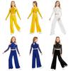 Mädchen Tanzkostüm Kalte Schulter Langarm Cut-Out Rücken Glitzernde Pailletten Crop Top Weite Netzhose