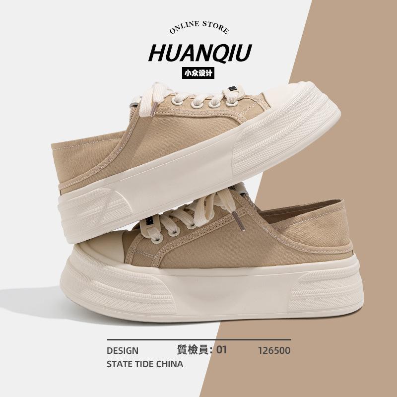 Global ZHQ-HQ060 canvas shoes women's summer lazy shoes one foot half slippers women's chic versatile women's shoes